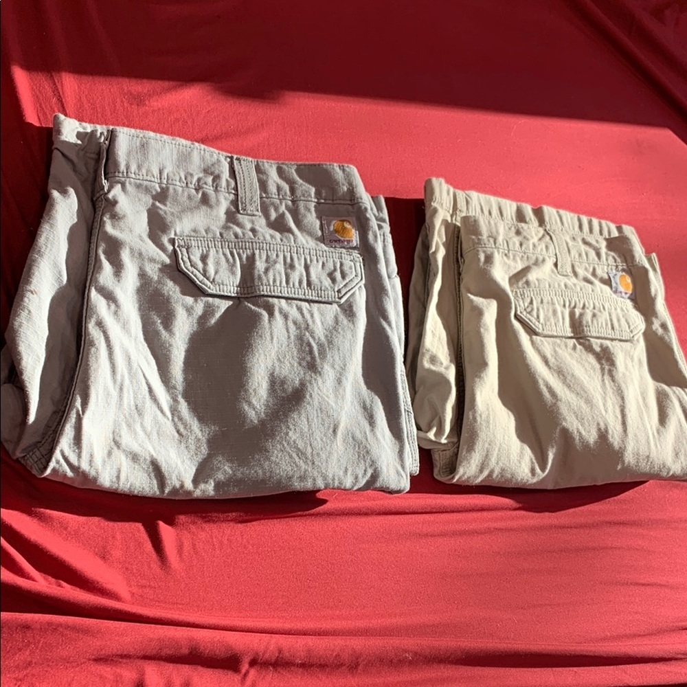 Carhartt Mens Gray and Khaki Cargo Shorts Force Relaxed Fit